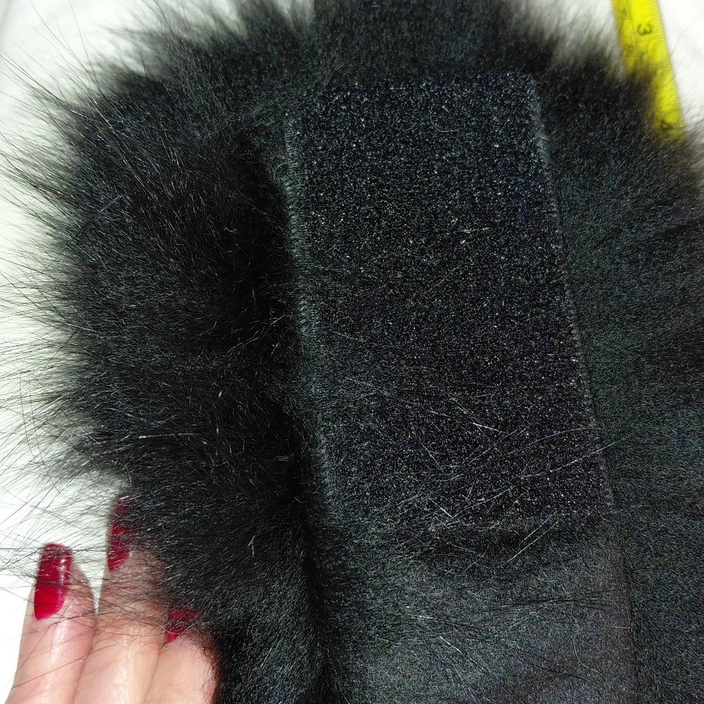 Plush Black Fox Fur Headband, Scarf, Collar, Wrap.